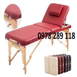 Giường massage gấp gọn chân gỗ nâng đầu cao cấp