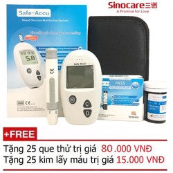 Máy đo đường huyết Sinocare Safe Accu tặng kèm 25...