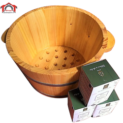 Chậu Ngâm Chân Gỗ Thông Có Hạt Tặng Kèm 2 Hộp Muối...