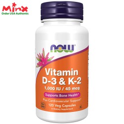 Viên bổ sung NOW Vitamin D3 & K2 1000IU / 1000 IU...