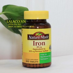 365 Viên uống bổ sung Sắt Nature Made Iron 65mg 36...