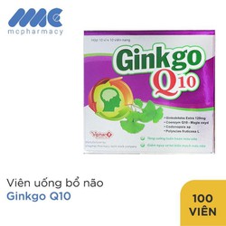 Tpbvsk bổ não Ginkgo Q10 Vinaphar, Hộp 100 viên